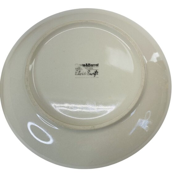 Crate & Barrel Set Of 4 Black & White Swirl Design Salad Plates 8.5" Elvis Swift - Picture 5 of 8